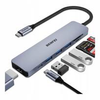 USB-C šakotuvas su HDMI (4K), SD kortelių skaitytuvu, USB 3.0 ir PD60W