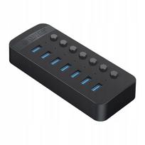 USB šakotuvas ORICO CT2U3-7AB, 7 USB-A, jungikliai, 5Gbps, juodas