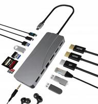USB-C adapteris su HDMI, AUX ir RJ45 jungtimis