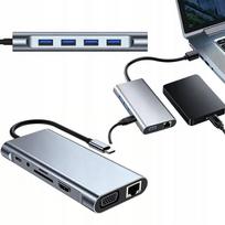 Adapteris su 11 jungčių – USB-C šakotuvas, HDMI 4K, USB 3.0, PD