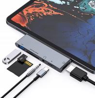HDMI adapteris su 4K, USB 3.0, garso lizdu ir kortelių skaitytuvu, 3,5 mm