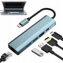 USB-C adapteris 5-in-1: HDMI 4K, USB 3.0/2.0, PD 100W