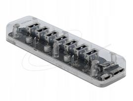USB šakotuvas Delock 64088, 7 lizdai, skaidrus, USB 3.0