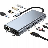 USB-C skirstytuvas 11-in-1 su RJ45, duomenų perdavimui, tinkamas MacBook