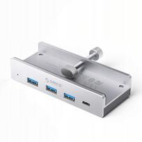 USB-C šakotuvas Orico MH4PC, 3x USB-A 3.0, 5Gbps, aliuminis, tvirtinamas spaustuku