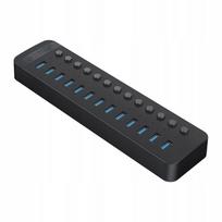USB šakotuvas CT2U3-13AB su jungikliais, 13x USB-A, juodas