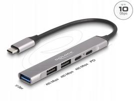 USB-C šakotuvas Delock 64298, 4 jungtys: 1x USB-A, 2x USB 2.0-A, 1x USB 2.0-C, PD 95W