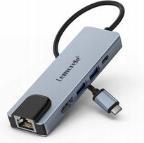 USB C šakotuvas Lemorele 5in1 su Ethernet, HDMI 4K, 100W PD