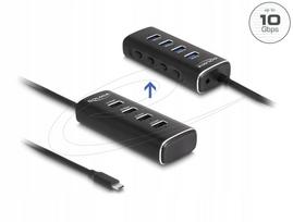 USB šakotuvas Delock 64233, 4 USB-C jungtys, 10Gbps, su jungikliais, 60 cm