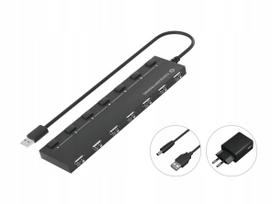 USB šakotuvas CONCEPTRONIC, 7 jungtys, USB-A 2.0, su maitinimu, juodas