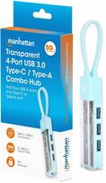 USB šakotuvas 4x USB-A 3.0, USB-C, permatomas