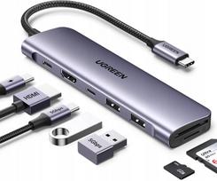 USB-C daugiafunkcis adapteris 7-in-1 su 4K HDMI, 100W PD ir SD kortelių skaitytuvu