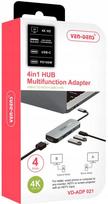 USB-C šakotuvas su HDMI, USB 3.0, USB 2.0 ir PD, VEN-DENS