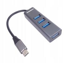 USB-C šakotuvas PremiumCord, 4× USB-A 3.2 Gen 1, 15 cm, juodas