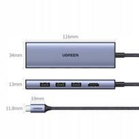 USB-C daugiafunkcis adapteris 6in1: HDMI, USB-A, SD/TF kortelių skaitytuvas, pilkos spalvos