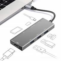 USB-C šakotuvas 7-in-1 su HDMI 4K, USB, MicroSD, skirtas MacBook