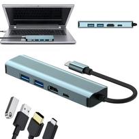USB-C adapteris su HDMI, USB 3.0, 5Gb/s, 5-in-1, suderinamas su MacBook