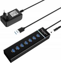 USB 3.0 aktyvus 7 jungčių šakotuvas su maitinimu, 5Gb/s greitis
