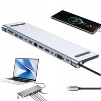 Nešiojamojo kompiuterio Type-C 12-in-1 dokavimo stotelė su HDMI 4K, USB 3.0, VGA, PD