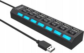 USB 2.0 šakotuvas, 7 lizdai, su saugikliais