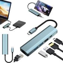 USB-C 5 jungčių adapteris HUB su PD 100W, skirtas MacBook Air/Pro M1/M2/M3