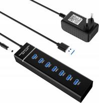 USB šakotuvas ACTIVE 3.0, 7 jungtys, su maitinimu, nešiojamam kompiuteriui ir diskams