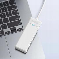 USB-C hubas, 4 prievadai, USB-A 0,5 m, baltas