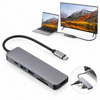 USB-C šakotuvas 6in1 su HDMI, USB ir PD, skirtas MacBook, iPad Pro