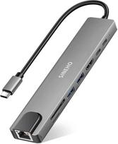 Doko stotelė SINEHO 8in1, 2x USB-C, HDMI 4K, Ethernet, 4x USB 3.0, MicroSD, 100W, MacBook