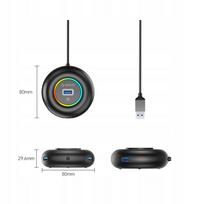 USB šakotuvas, 4 jungtys, USB-A, mini lizdas, 0,3 m, juodas