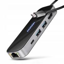USB-C šakotuvas AXAGON 6in1, 5Gbps, Power Delivery, stiklinis korpusas