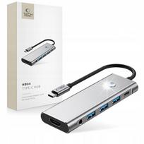 USB šakotuvas 8in1 Tech, USB-A 3.0 / USB-C / HDMI 4K / SD / TF / garso lizdas