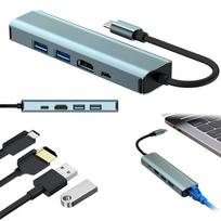 USB-C adapteris 5-in-1 su HDMI 4K, 3.0 / 2.0 jungtimis ir 100W PD