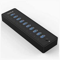 USB šakotuvas, 10 jungčių, USB 3.0, su 12V 4A maitinimo adapteriu