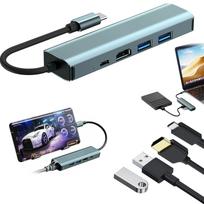 USB-C 5-in-1 adapteris: USB 3.0/2.0, PD 100W, HDMI 4K