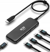 USB-C šakotuvas ICZI, 4x USB-C 3.2 (10Gbps), juodas, suderinamas su Macbook, Dell, HP, Acer, Asus