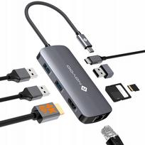USB-C šakotuvas NOVOO R8 PRO su HDMI, LAN, Micro SD, 4K, 8 iš 1