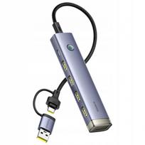 USB šakotuvas Baseus UltraJoy, 4x USB-A 3.1, 1x USB-C, pilkas