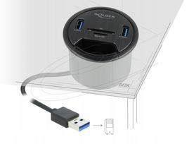 USB šakotuvas Delock 64152, 2x USB 5Gbps, SD ir Micro SD kortelių skaitytuvas