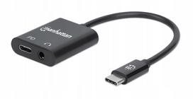 Adapteris „Manhattan“: USB-C į 3,5 mm ausinių lizdą su USB-C PD