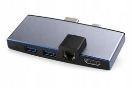 USB-C adapteris 6in1 su HDMI 4K, Ethernet lizdu ir kortelių skaitytuvu, skirtas nešiojamam kompiuteriui