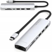 USB-C hubas SATECHI 7in1: 2× USB-A, USB-C PD, HDMI, Ethernet, MicroSD/SD kortelių skaitytuvas