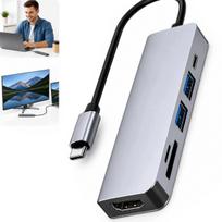 USB-C šakotuvas SPLITTER 6in1: HDMI 4K, 2× USB 3.0, SD, microSD kortelių skaitytuvas