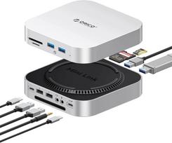 Doko stotis HUB Mac Mini M4 su USB 3.0, SD ir TF kortelių skaitytuvu