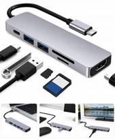 Adapteris USB-C 6in1 su HDMI 4K, USB 3.0, SD, TF nešiojamam kompiuteriui