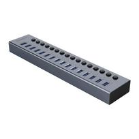 USB šakotuvas ORICO 16× USB-A, 3.0, pilkas, su atskirais jungikliais, 5Gb/s