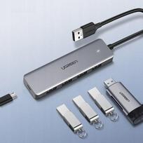 USB šakotuvas su Micro USB maitinimo jungtimi