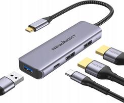 HDMI adapteris dviem Newmight 4in1 USB C monitoriams