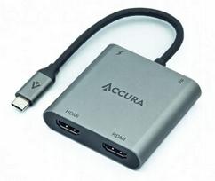 USB-C adapteris Accura, 1x USB-C PD 100W, 2x HDMI 4K 60Hz