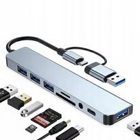 USB-C hubas 8in1, SD kortelių skaitytuvas, garso jungtis, pritaikytas MacBook nešiojamam kompiuteriui